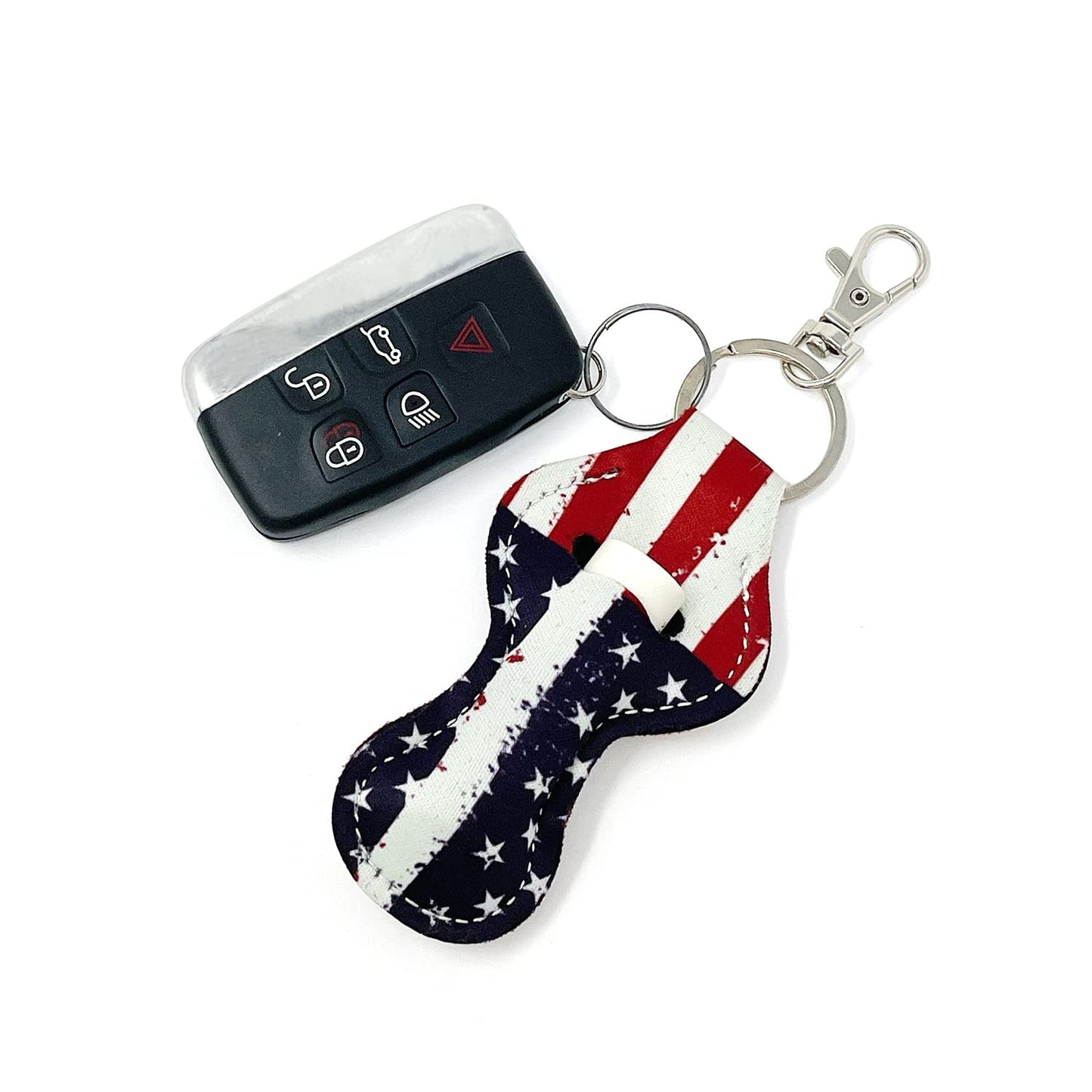 allydrew 10 Pack Chapstick Holder Keychain, Keyring for Lip Balm Lip Gloss Lipstick with 10 Pieces Metal Keyring Clasps, Patriotic Flag Beauty & Personal Care allydrew