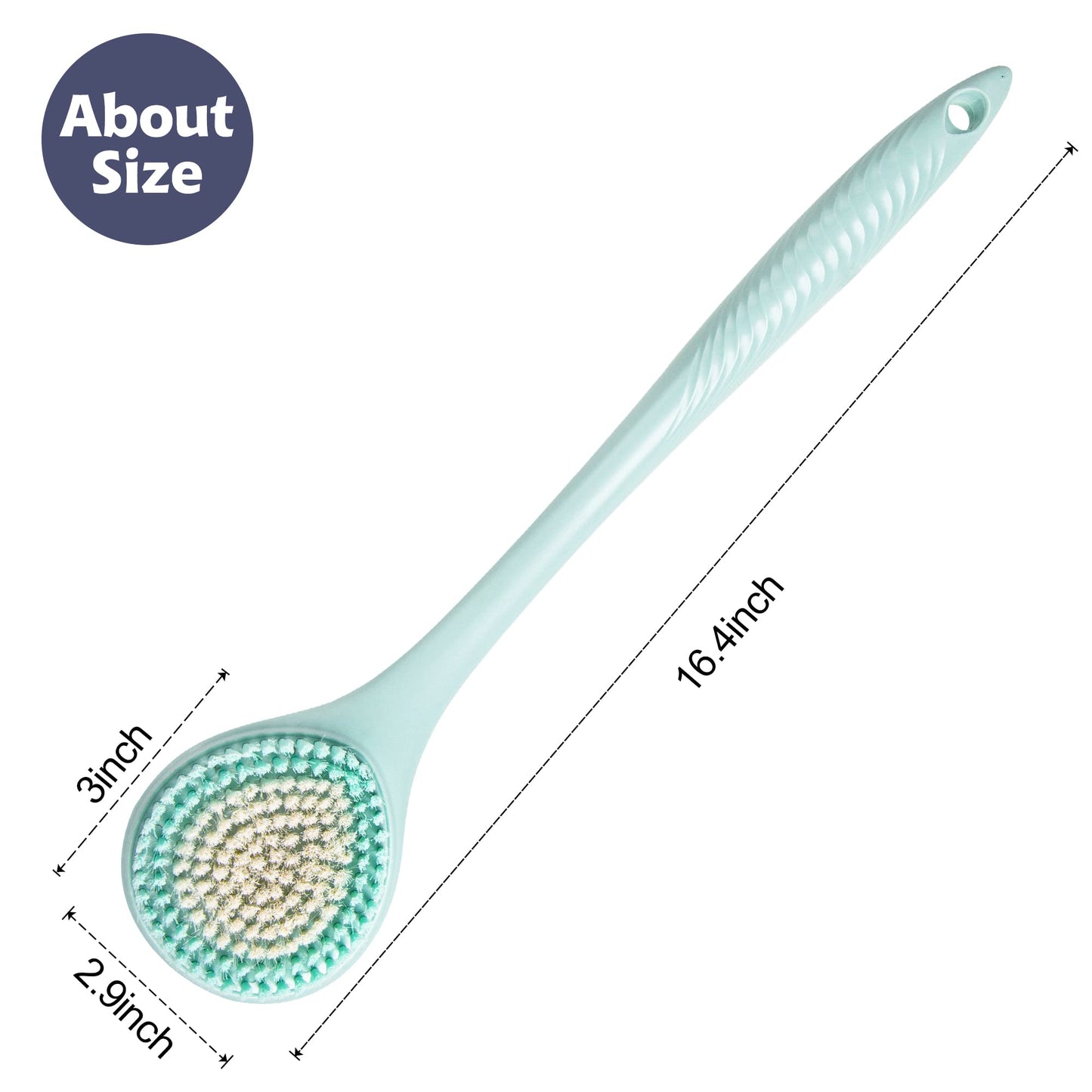 BEDELITE Back Scrubber for Shower - Long Handle Bath Brush (16.4 inches) with Soft Bristles, Exfoliating Body Brush for Men & Women(Blue) Beauty & Personal Care BEDELITE