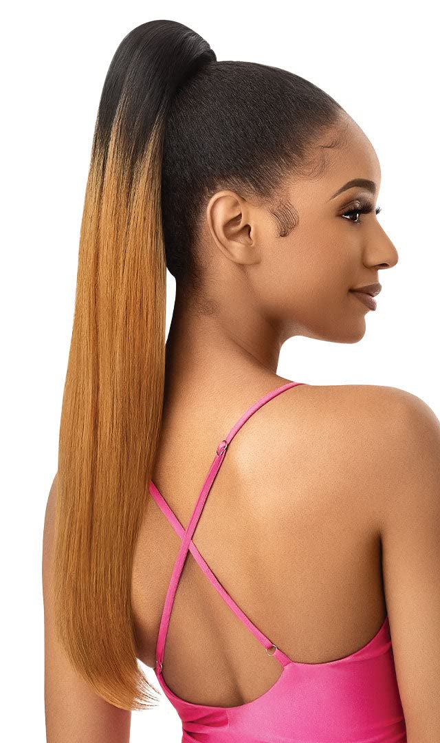 Outre Pretty Quick Drawstring Ponytail Long Length Yaki Straight Style Heat Resistant Synthtic Hair Pieces - MIMI 24" (LT1B/BU)