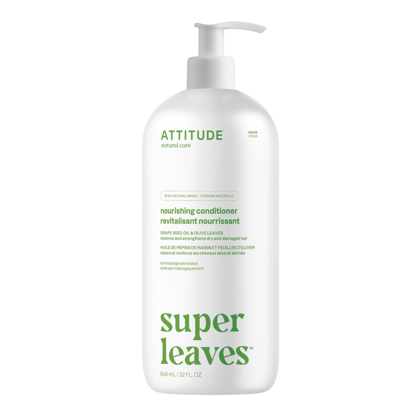 ATTITUDE Nourishing Hair Conditioner, For Dry and Damaged Hair, Naturally Derived Ingredients, Vegan Detangler, Dermatologically Tested, Grapeseed Oil Beauty & Personal Care ATTITUDE