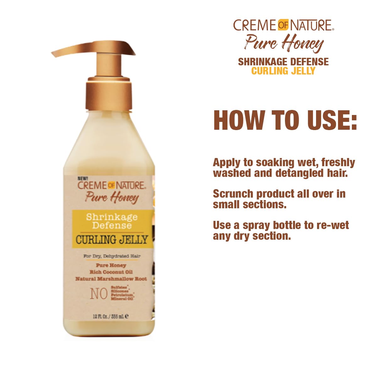 Creme of Nature Curling Jelly, Pure Honey, Coconut Oil and Shea Butter Formula, Shrinkage Defense, 11.5 Oz Beauty & Personal Care Creme of Nature