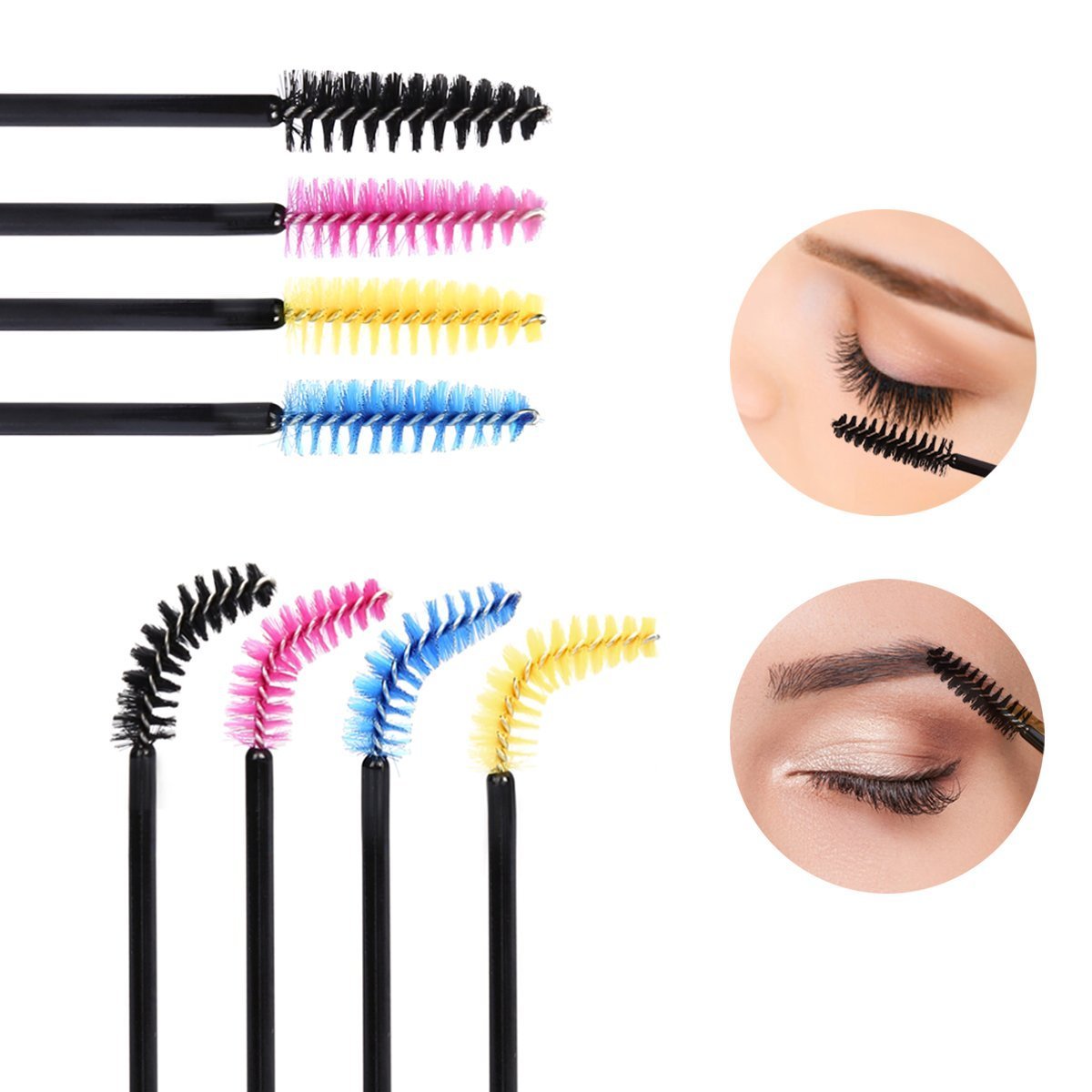 Xiaoyu 100PCS Disposable Mascara Wands Eyelash Applicator Eyebrow Brush - White Beauty & Personal Care XIAOYU