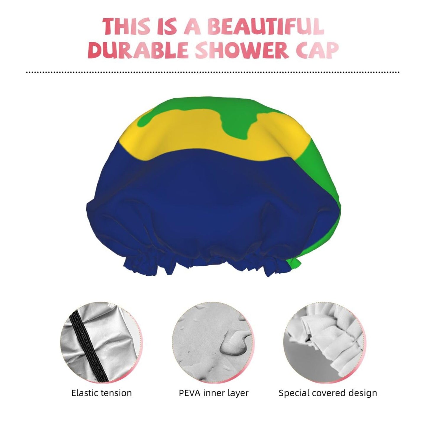 Christmas Islands Flag Prints Shower Cap Double Layer Lined Waterproof Bathing Shower Hat Beauty and Personal Care Hayyett