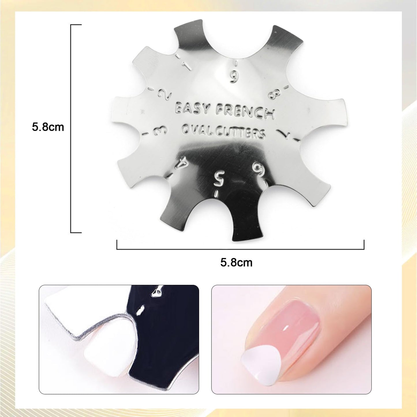 Oval Easy French Smile Line Nail Art Manicure Edge Trimmer Nail Cutter Acrylic Tool with 9 Sizes, HJ-NAT185-FS03 Beauty & Personal Care Honey Joy