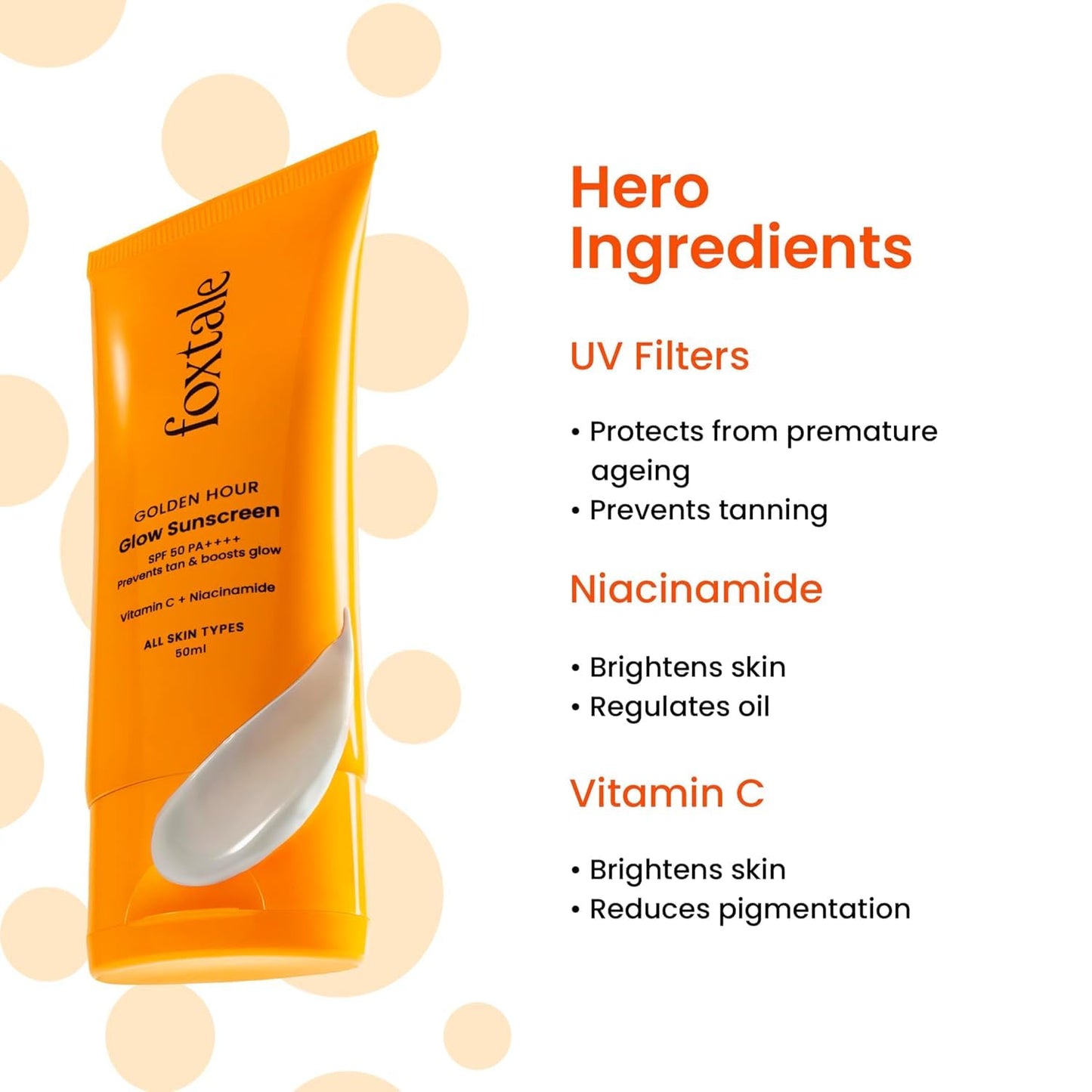 FoxTale Spf 50 Vitamin C Glow Sunscreen With Pa++++ & Niacinamide (3) Beauty & Personal Care FoxTale