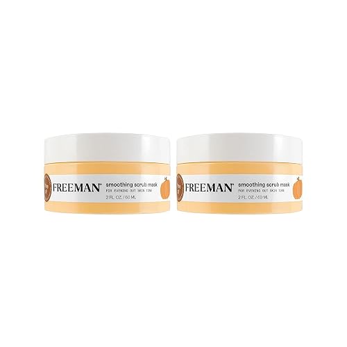 Freeman Smoothing Scrub Mask, Facial Mask & Face Scrub For Exfoliating Skin, Improve Skin Tone, Pumpkin Enzymes & AHAs, Travel Size Skincare, Vegan Beauty & Personal Care Freeman