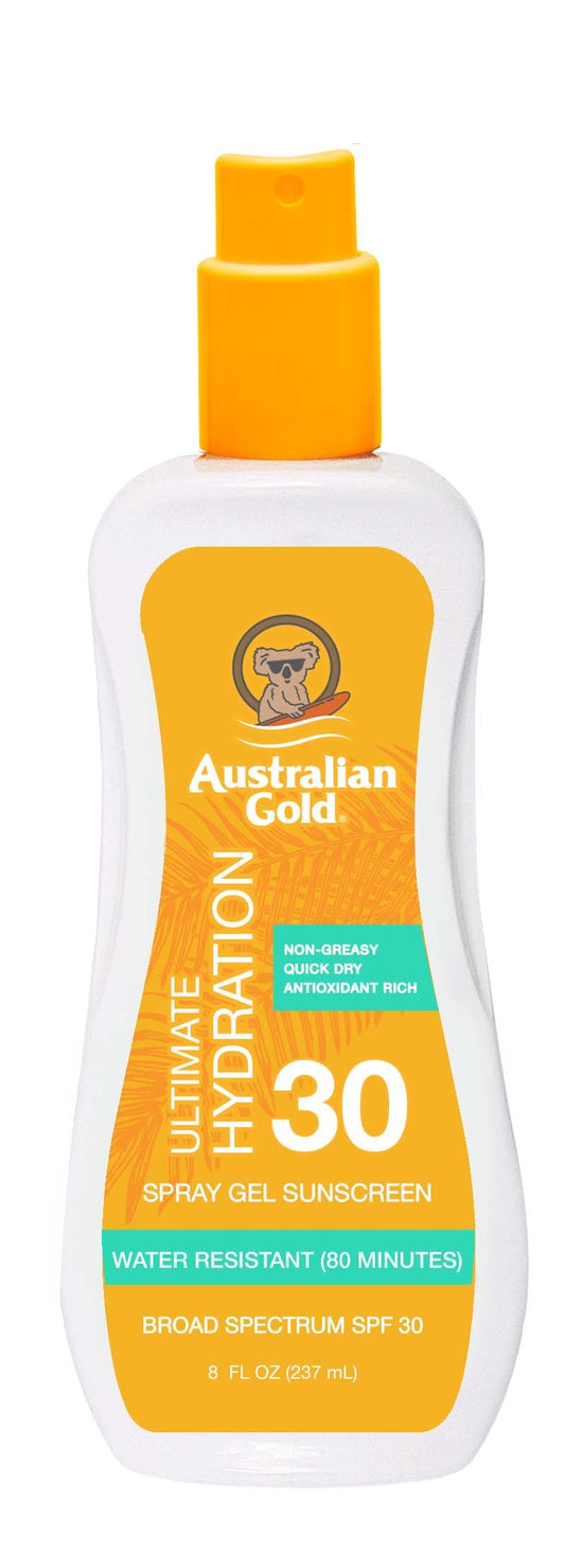 Australian Gold Spray Gel Sunscreen Moisturize Hydrate Skin, Broad Spectrum, Water Resistant, NonGreasyc, Oxybenzone Free, Cruelty Free, SPF 30 Beauty & Personal Care Australian Gold