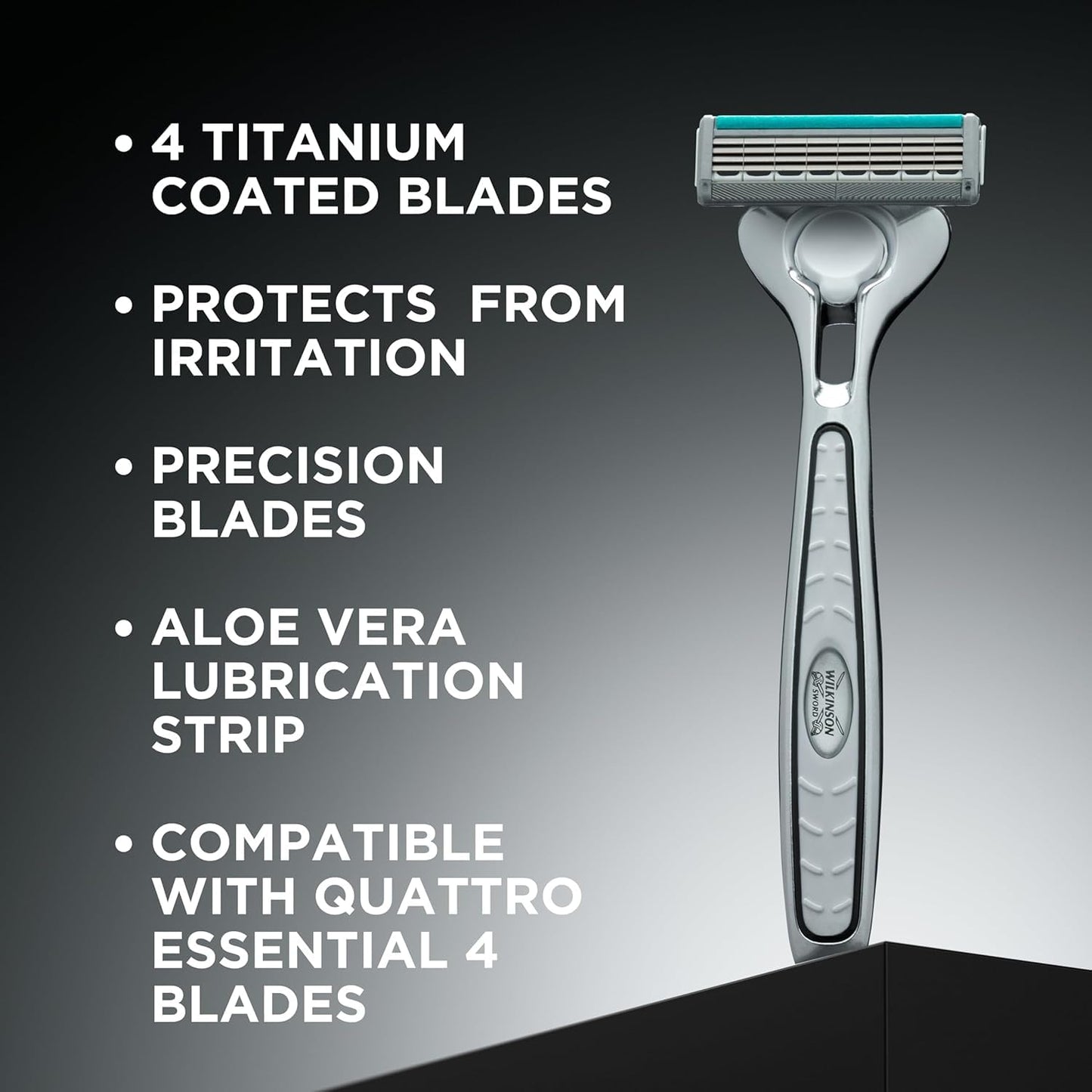 Wilkinson Sword Quattro Essential 4 - 4 Count - Modern - Male - Normal Skin - Cartridge Razor Beauty and Personal Care Wilkinson Sword