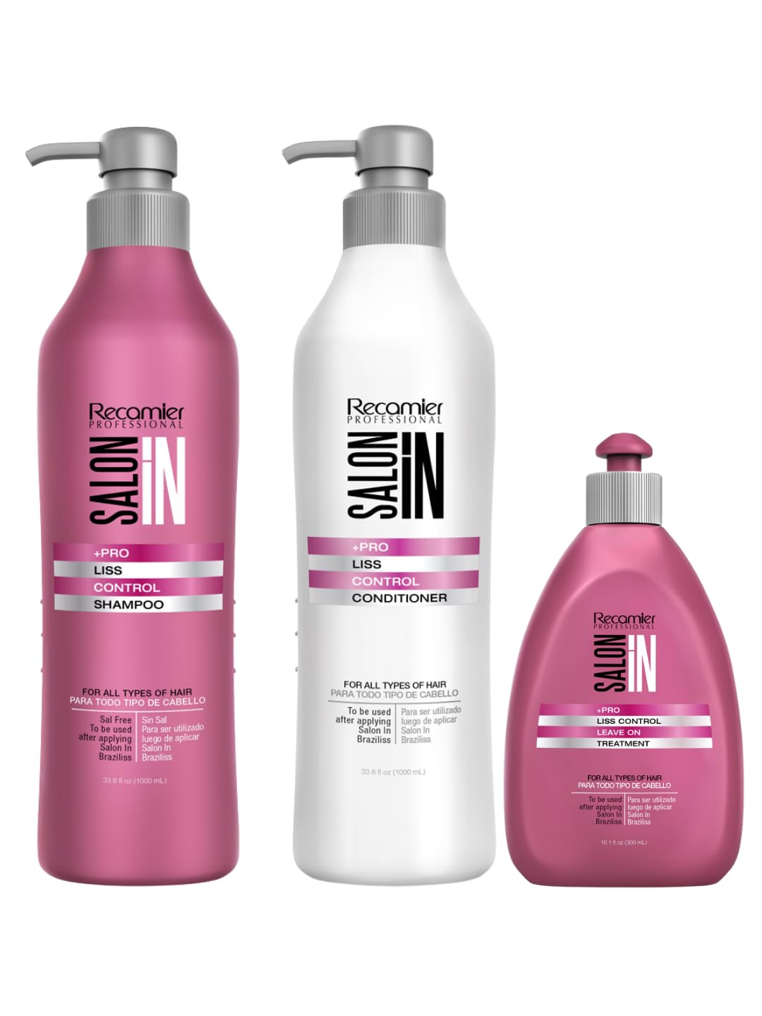 Salon In by Recamier | Liss Control Hair Care Set - Includes Shampoo (33.8 fl oz), Conditioner (33.8 fl oz) and Leave-On Treatment Set (10.1 fl oz) Beauty & Personal Care RECAMIER PROFESSIONAL SALON IN