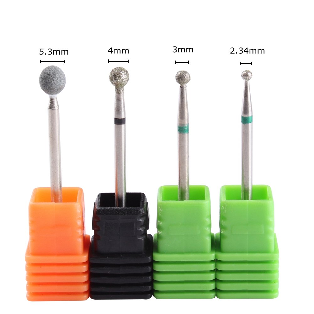 MZCMSL 4PCS Cuticle Clean Drill Bit Diamond Nail Bit Ball Head Stone File Manicure Pedicure Nail Art Tools Beauty & Personal Care MZCMSL