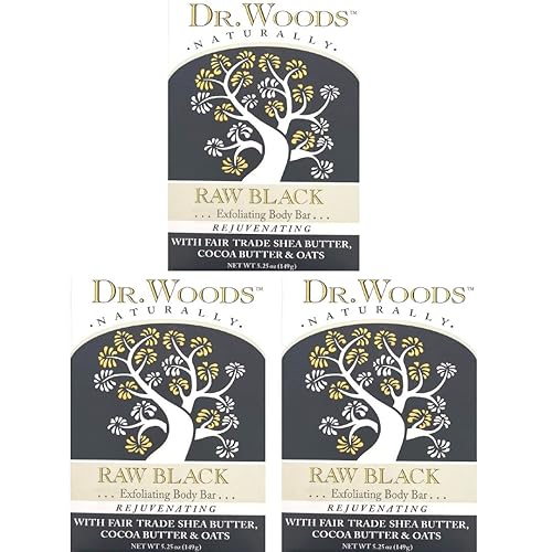 Dr. Woods Raw Black Exfoliating Body Bar with Organic Shea Butter, 5.25 oz (Pack of 3) Beauty & Personal Care Dr. Woods