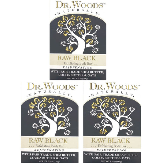 Dr. Woods Raw Black Exfoliating Body Bar with Organic Shea Butter, 5.25 oz (Pack of 3) Beauty & Personal Care Dr. Woods