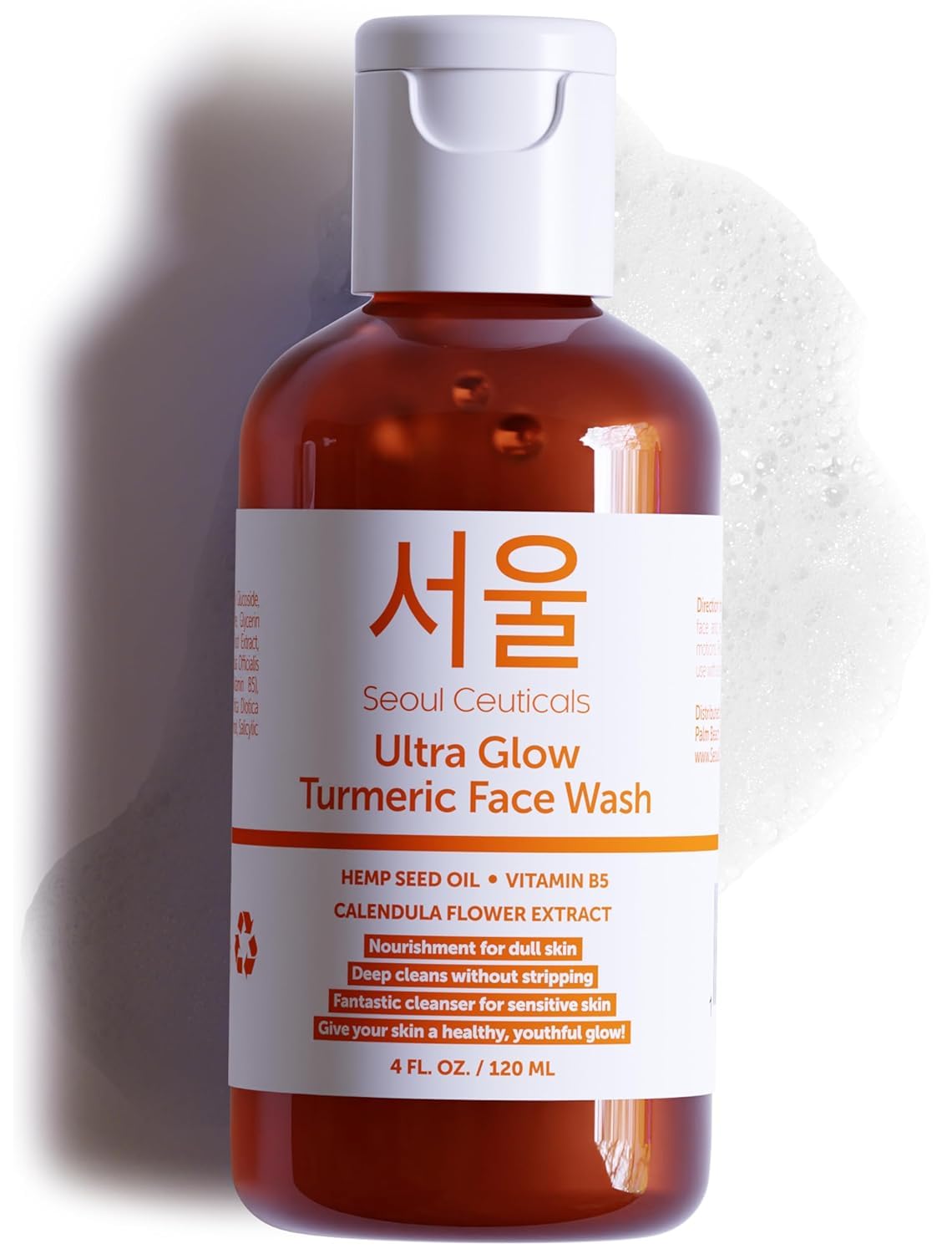SeoulCeuticals Korean Turmeric Face Wash Cleanser - Vegan Cruelty Free Korean Skincare Facial Cleanser - K Beauty Skin Care for Dry Sensitive Skin 4oz Beauty & Personal Care SeoulCeuticals