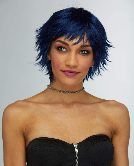 Jinx Blush Wig Color Midnite Blue - Sepia Wigs Short Pixie Cut Vintage Style Shag Synthetic Straight Costume Fantasy Spunky Rocker Anime