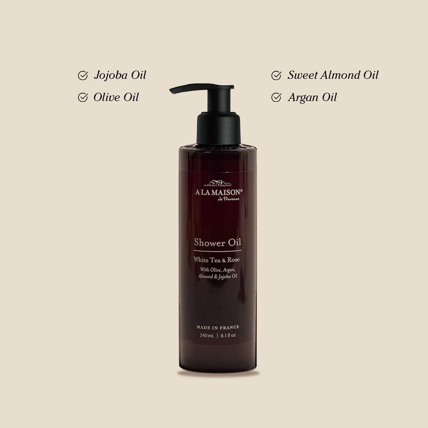 A LA MAISON Cleansing Shower Oil - Hydrating Body Wash Alternative with Olive, Argan & Jojoba Oils - Plant-Based, Biodegradable, Made in France - 8.1 Beauty and Personal Care A LA MAISON