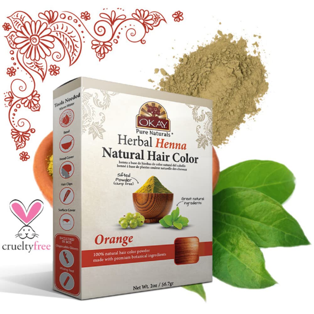 Okay Pure Naturals | Herbal Henna Hair Color Orange | All-Natural Dye | Free Of Harmful Chemicals | Vibrant Rich Color Pigment | Sifted Clump Free Beauty & Personal Care OKAY