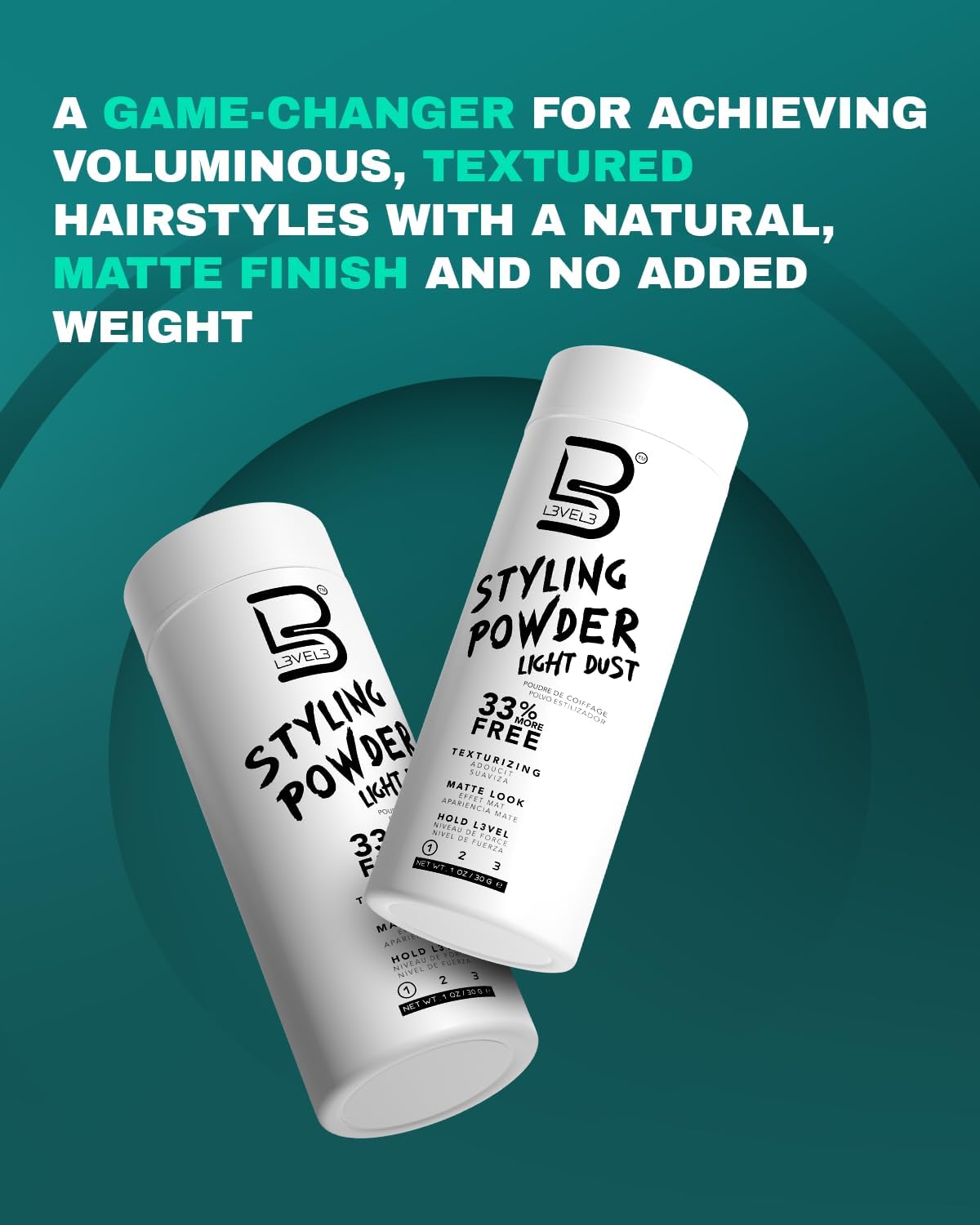 L3 Level 3 Light Hold Styling Powder - Natural Matte Hairstyle - Texturizing and Volumizing (30 Grams) Beauty & Personal Care L3