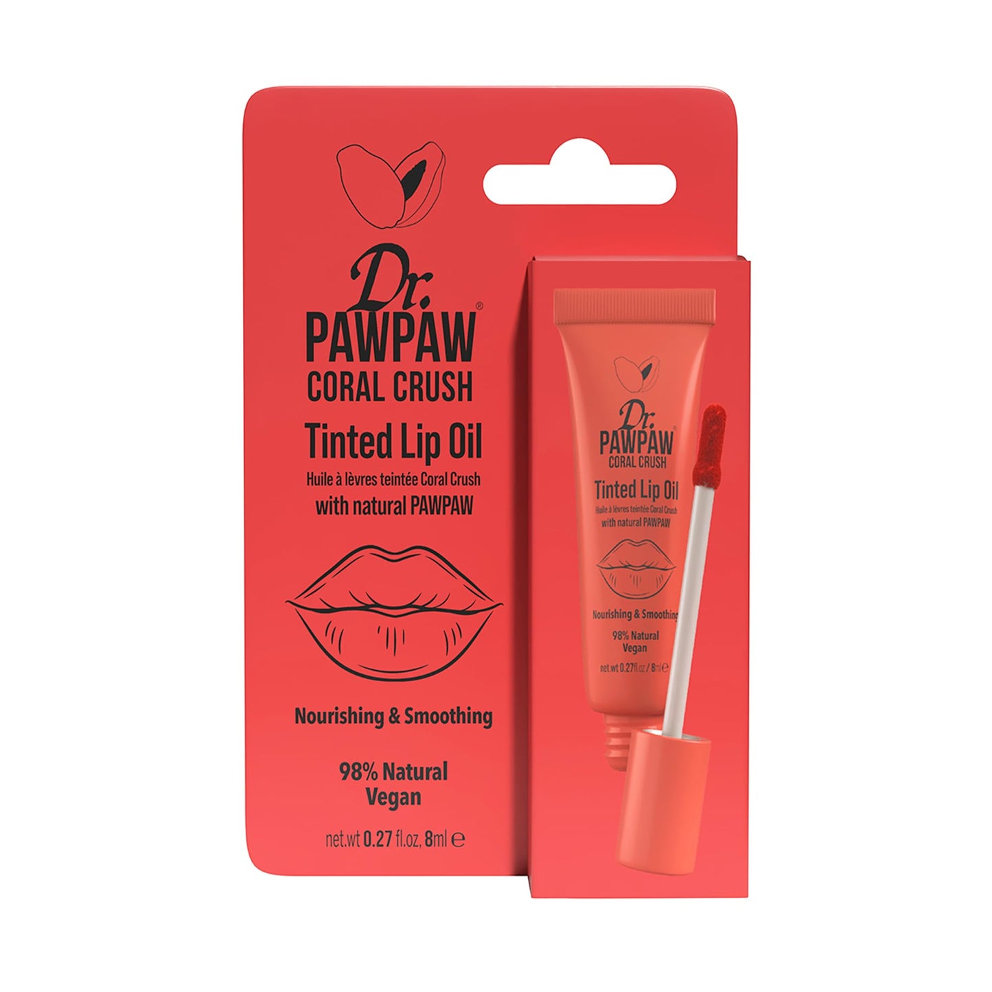 Dr. PawPaw Tinted Lip Oil - Nourishing Lip Oil for Women - Paw Paw, Aloe Vera, Castor and Olive Extracts - Glossy Finish - Coral Crush - 0.27 oz Beauty and Personal Care Dr. PAWPAW ORIGINAL BALM
