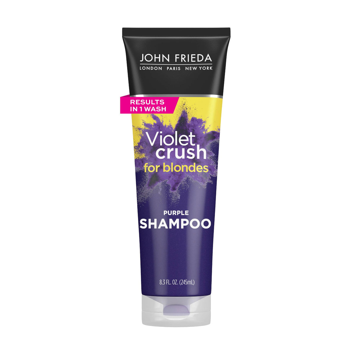 John Frieda 8.3 Ounce Shampoo for Blonde Hair, Violet Crush Purple Shampoo, Neutralizes Brassy Yellow Tones, Blonde Toner for Bleached, Platinum