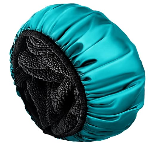 Aquior Shower Cap,Extra Large Triple Layer Bathing Cap with Dry Hair Function for Women Microfiber Terry Cloth Silky Satin 100% Waterproof Reusable Beauty & Personal Care Aquior