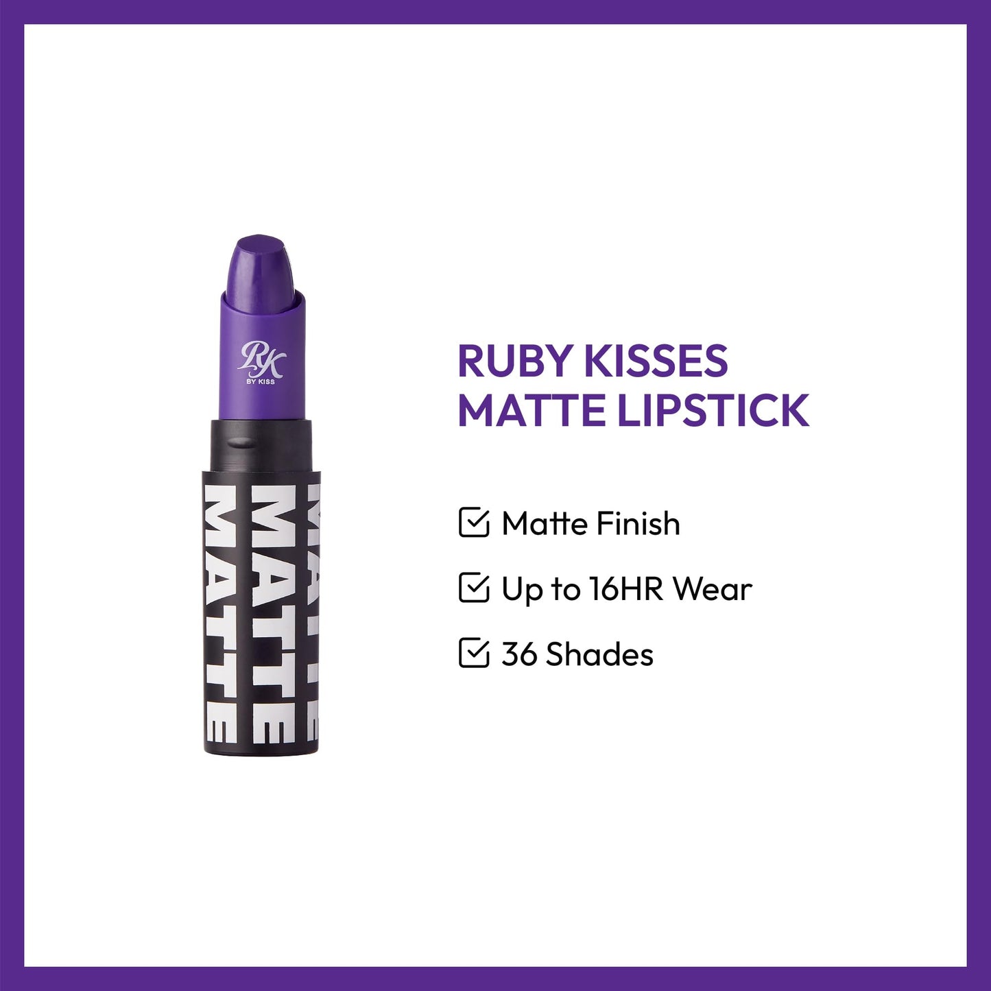 Ruby Kisses Ultra Matte Super Rich Lipstick 3.5g/0.12oz (RMLS18 PURPLE AFFAIR) Beauty & Personal Care Ruby Kisses