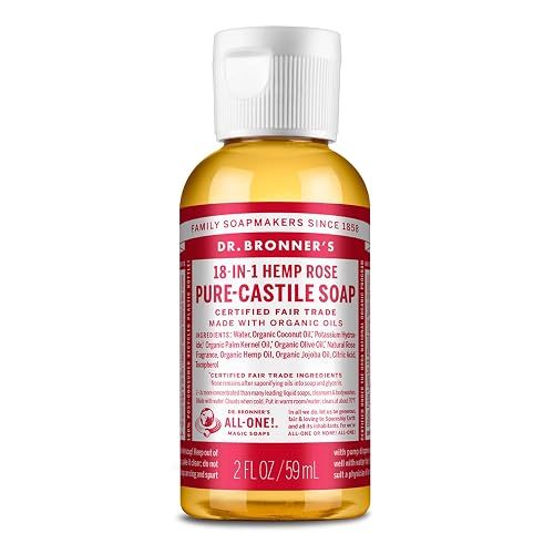 Dr. Bronner's - Pure-Castile Liquid Soap (Rose, 2 ounce) - Made with Organic Oils, 18-in-1 Uses: Face, Body, Hair, Laundry, Pets and Dishes Beauty & Personal Care Dr. Bronner's