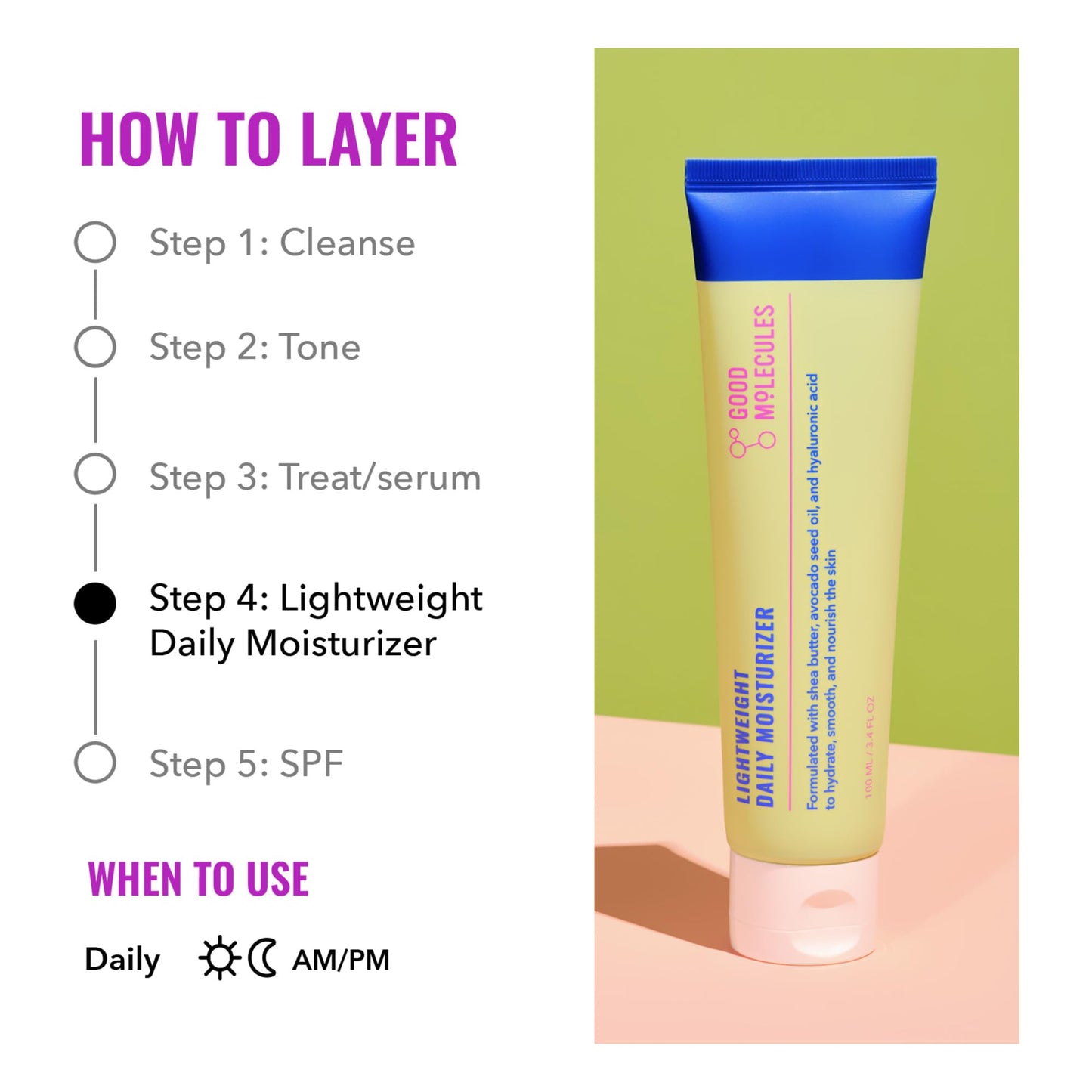 Good Molecules Lightweight Daily Moisturizer - Non-Greasy Face Moisturizer with Shea Butter and Hyaluronic Acid for Deep Hydration - Face Lotion, Skin Beauty & Personal Care Good Molecules