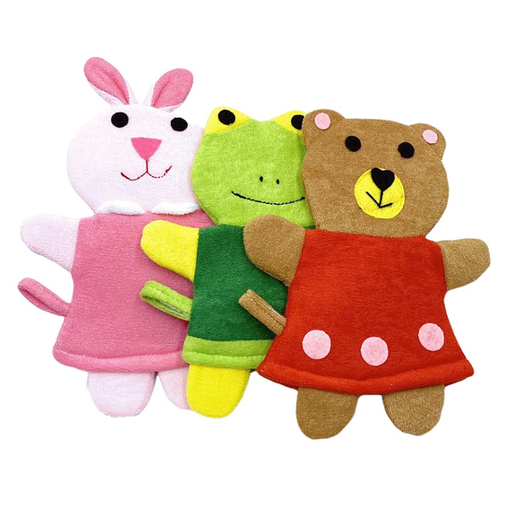 HSENCHO Bath Sponge Cute Animal Shower Bathing Mitt Loofah Soft Wash Sponge Body Scrub (3PCS) Beauty & Personal Care HSENCHO