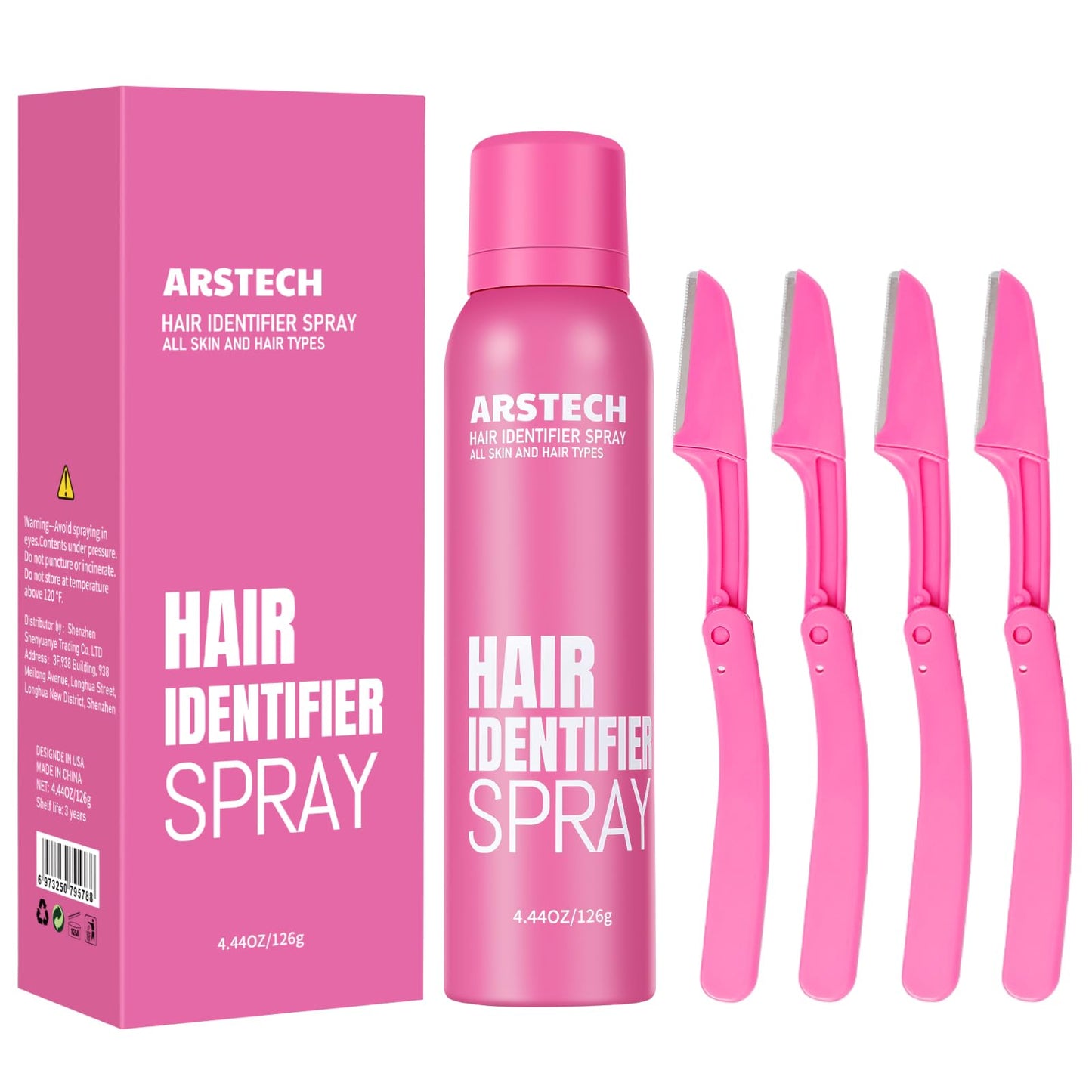Hair Identifier Spray for Face Shaving Dermaplaning Tool Skin Body Dermaplaning Spray for Women with 4 Face Razor for Face Shaver Hair Removal Kit Beauty and Personal Care arstech Default Title