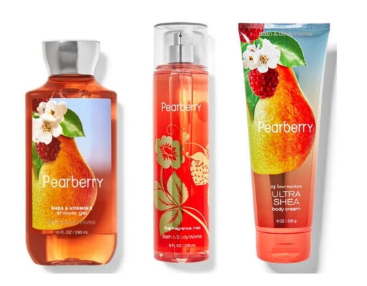 Bath and Body Works - Pearberry - 3 pc Bundle - Retired Fragrance Beauty and Personal Care Bath & Body Works