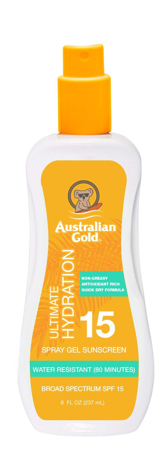 Australian Gold Spray Gel Sunscreen, Hydrate Skin, Broad Spectrum, Water Resistant, Non-Greasy, Oxybenzone Free, Cruelty Free, SPF 15, Moisturize-Max Beauty & Personal Care Australian Gold