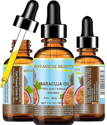 Botanical Beauty MARACUJA OIL 100% Pure Natural Cold Pressed Undiluted for Face, Skin, Hair, Body, Lip, Nails 1 Fl Oz - 30 ml Rich in Vitamin C Beauty & Personal Care Botanical Beauty