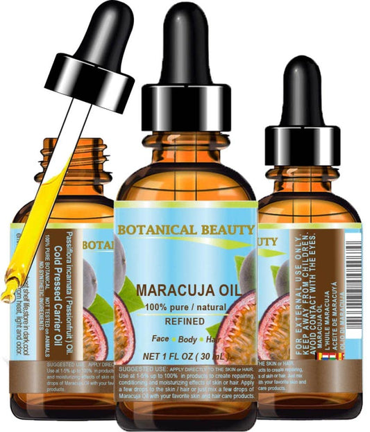 Botanical Beauty MARACUJA OIL 100% Pure Natural Cold Pressed Undiluted for Face, Skin, Hair, Body, Lip, Nails 1 Fl Oz - 30 ml Rich in Vitamin C Beauty & Personal Care Botanical Beauty