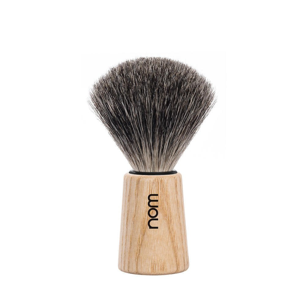 NOM Theo Shaving Brush - Pure Badger Shave Brush for Shaving soaps and creams - Exfoliating Shaving Brush - Pure Ash handle Beauty and Personal Care MÜHLE
