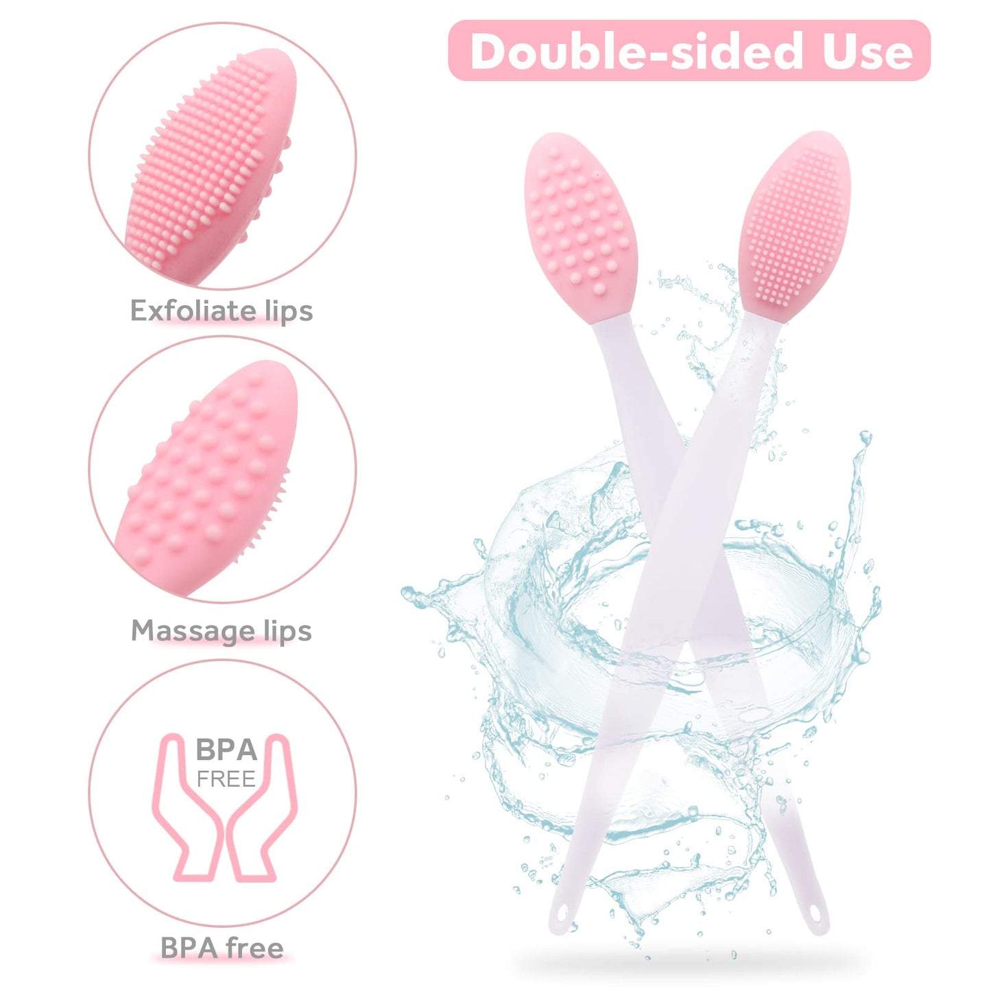 Silicone Lip Scrub Brush - Double-Sided Exfoliating Tool for Dark and Chapped Lips, Cleaner for Smoother and Fuller Appearance?4PC? Beauty & Personal Care KSK