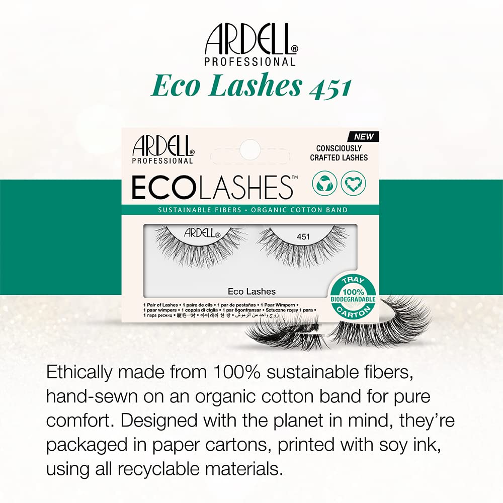 Ardell Eco Lashes 451, Sustainable Fibers False Eyelashes, Organic Cotton Band, Lightweight Natural Look, 1 Pair Beauty & Personal Care Ardell