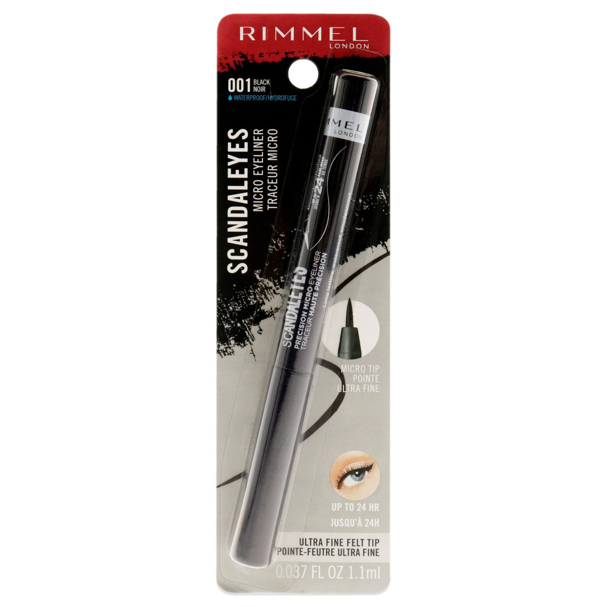 Rimmel London Scandaleyes Micro Eyeliner, Waterproof, Long-Wearing, Smudge-Proof, 001, Black, 0.04oz Beauty & Personal Care Rimmel