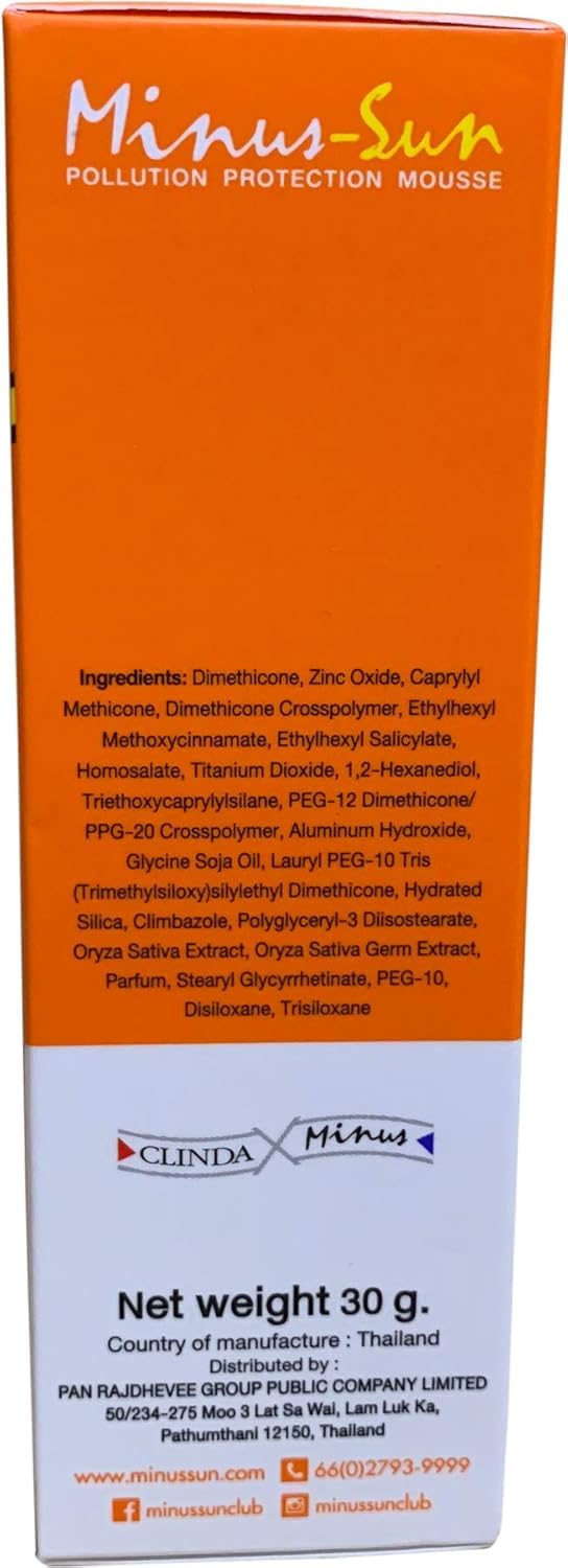 Minus-Sun SPF40 PA+++ (White) Pollution Protection Mousse 30 Gram. Facial Sun Protection Silky Smooth Plus UVA1 UVA2 and UVB Protection Beauty & Personal Care Minus Sun