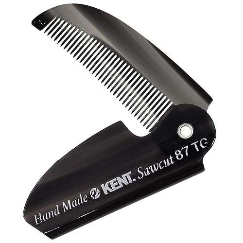 Kent 87T Black Graphite Handmade Folding Pocket Comb for Men, Fine Tooth Hair Comb Straightener for Everyday Grooming Styling Hair, Beard or Mustache Beauty & Personal Care KENT