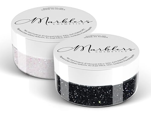 MARBLERS Twinkle Face & Body Glitter Duo [Black Knight & Rainbow White] 0.36oz (10g) | Non-Toxic | Cruelty-Free | Eyeshadow, Nail Polish, Nail Art | Beauty & Personal Care MARBLERS