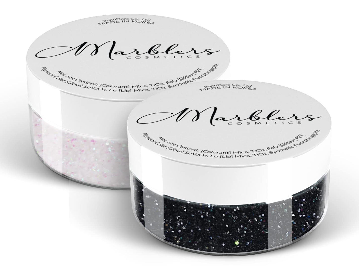 MARBLERS Twinkle Face & Body Glitter Duo [Black Knight & Rainbow White] 0.36oz (10g) | Non-Toxic | Cruelty-Free | Eyeshadow, Nail Polish, Nail Art | Beauty & Personal Care MARBLERS
