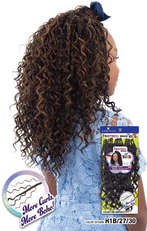 Shake-N-Go Kids Deep Curl Boho Braids 10" (Color: H27/30/613)