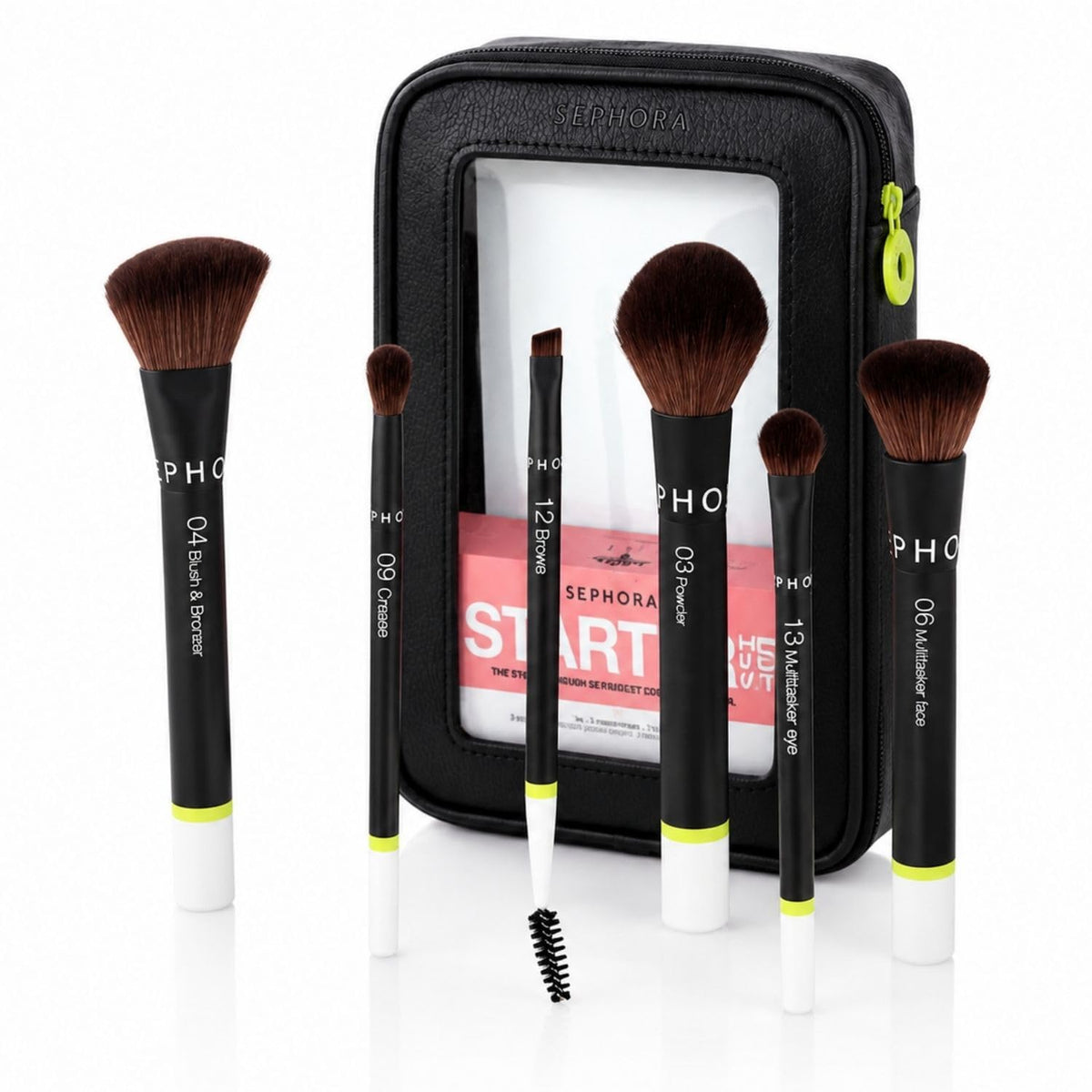 Sephora Favorites The Starter Brush Set - 3 Face Brushes - 3 Eye Brushes and 1 Makeup Bag