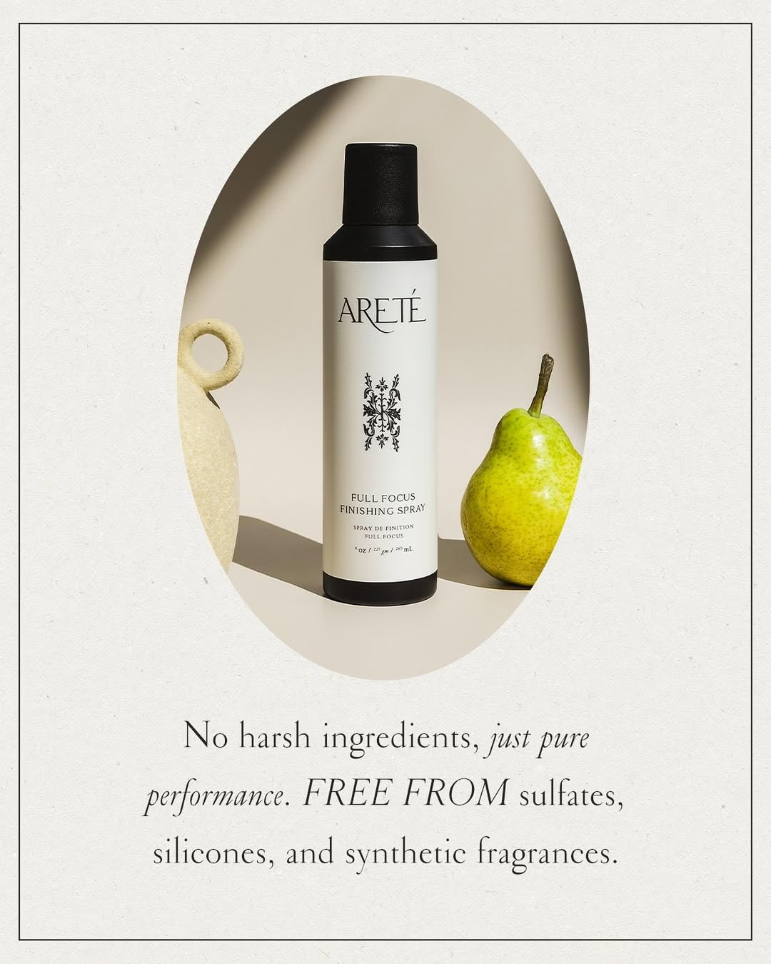 ARETÉ Full Focus Finishing Hair Spray, Strong, Buildable Hold, Shiny Finish, Anti Frizz Hairspray for Women Fine Hair with Edelweiss, Wild Carrot Beauty & Personal Care ARETÉ