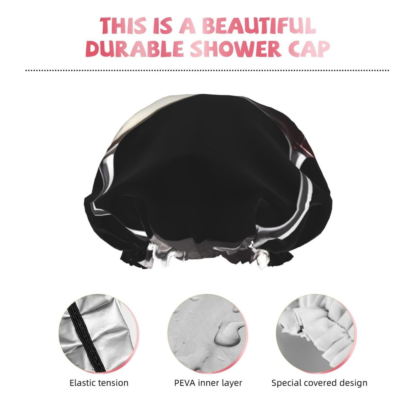 Red Wine Glasses Shower Cap for Women Men Large Reusable Shower Bonnet Double-Layer Waterproof Bath Caps Elastic Band Hair Hat for All Hairstyles Beauty and Personal Care BWLHJKE