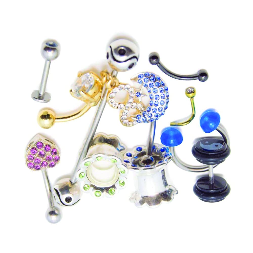 BodyJewelryOnline Randomly Picked Body Jewelry Pack [30 Pieces: Belly/Nose/Nipple/Tongue/Ear/Lip Rings], Mixed Styles/Designs Beauty & Personal Care BodyJewelryOnline
