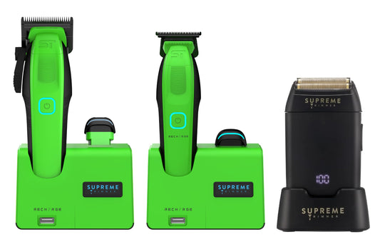 Supreme Trimmer 3-in-1 Recharge Hair Clipper, Beard Trimmer & Crunch Foil Shaver Combo - Removable Batteries, Smart USB Charging Base, Master Barber Beauty and Personal Care Supreme Trimmer