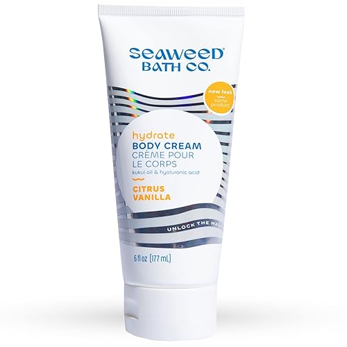 Seaweed Bath Co. Hydrate Body Cream, Citrus Vanilla Scent, 6 Ounce, Nourishing Hand & Body Lotion Moisturizer for Dry Skin, with Sustainably Harvested Beauty & Personal Care The Seaweed Bath Co.