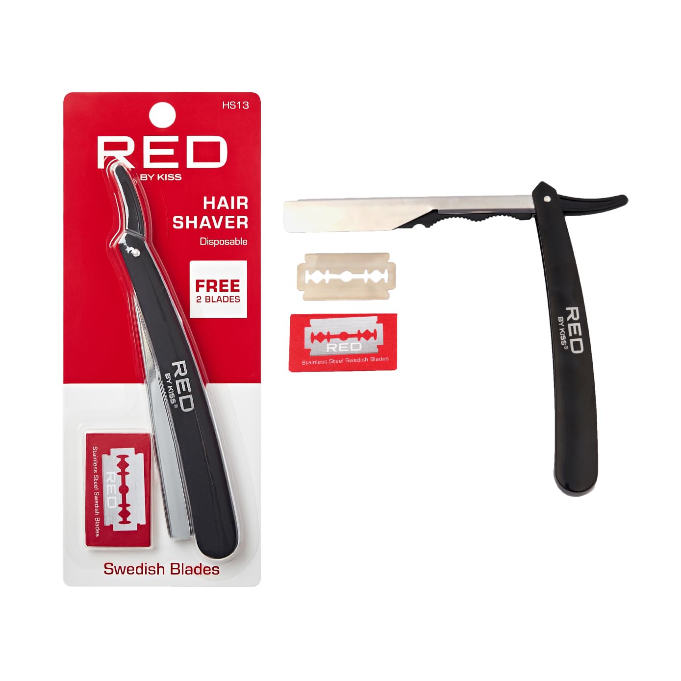 RED by Kiss Stainless Steel Hair Saper, Shaving Razor Blades Edge Trimmer Hair Removers for Men, Blades Hair Shaver (Disposable Shaver) Beauty and Personal Care Red by Kiss
