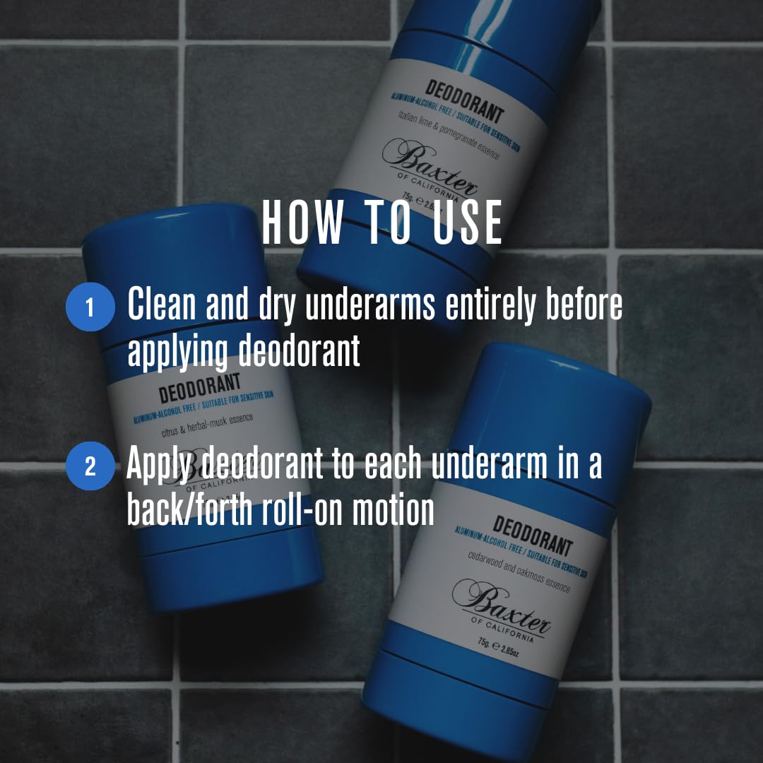 Baxter of California Deodorant, Aluminum & Alcohol-Free Clear Stick, Cedarwood and Oakmoss Essence, 2.65 Ounce Beauty and Personal Care Baxter of California